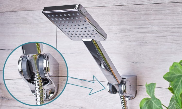 SOTBE Słuchawka prysznicowa kwadratowa aranżacja z powiększeniem uchwytu