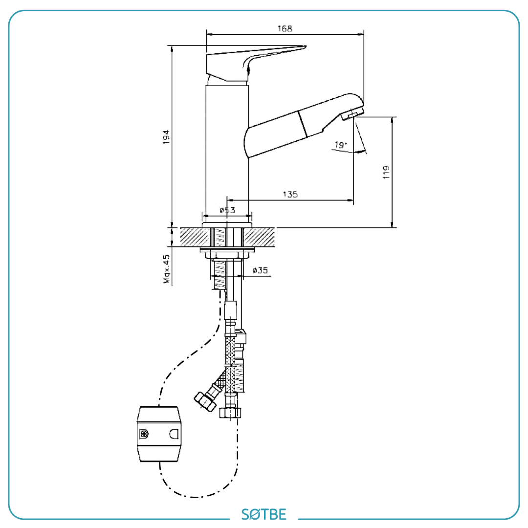 kran z wyciąganą wylewką do mycia włosów