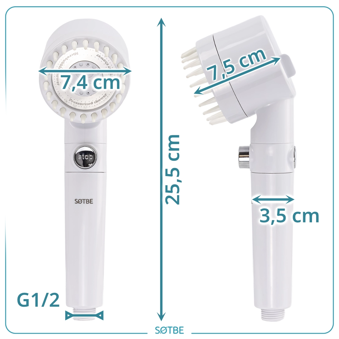 Wymiary słuchawki prysznicowej SOTBE LARK